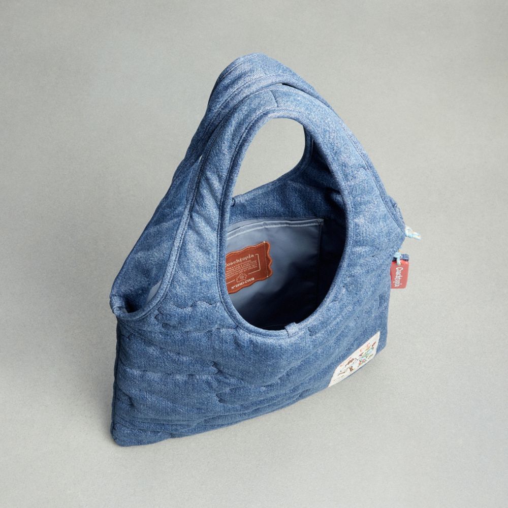 Denim Coach Flat Tote With Cloud Quilting | COH865107