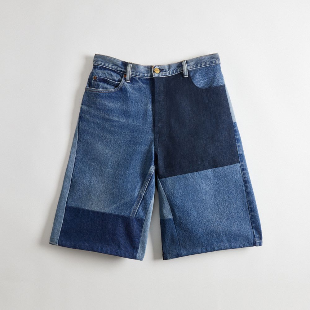 Denim Coach Skater Shorts In Repurposed Denim | COH866019
