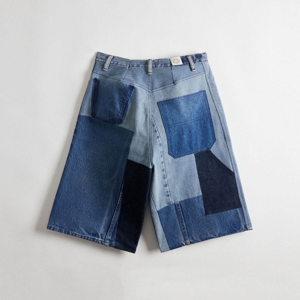 Denim Coach Skater Shorts In Repurposed Denim | COH866937