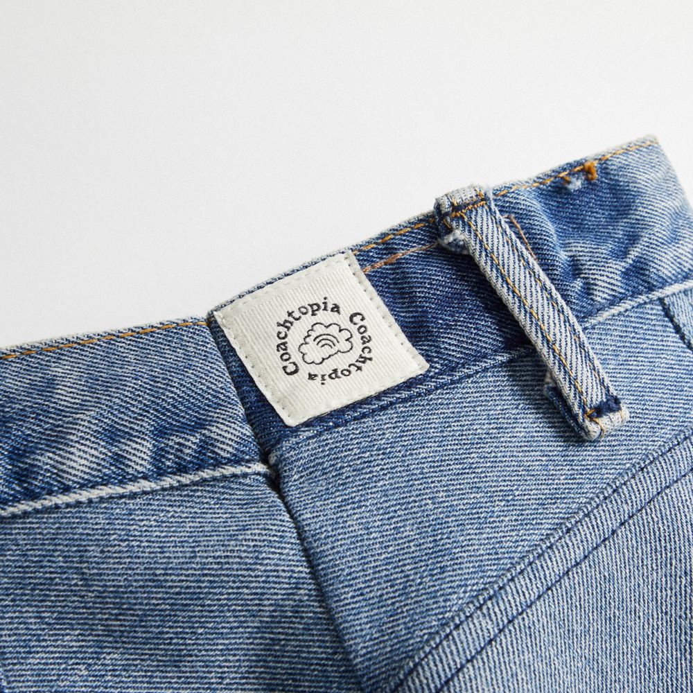 Denim Coach Skater Shorts In Repurposed Denim | COH866937