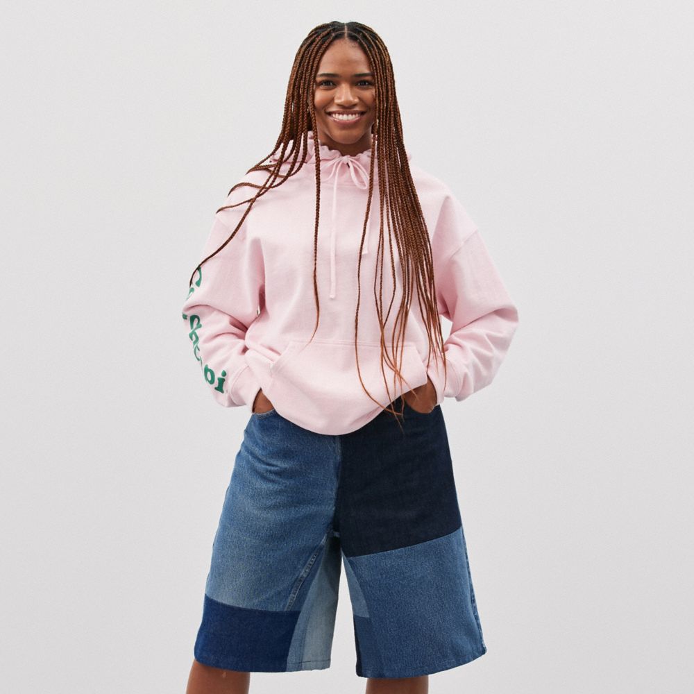 Denim Coach Skater Shorts In Repurposed Denim | COH866937