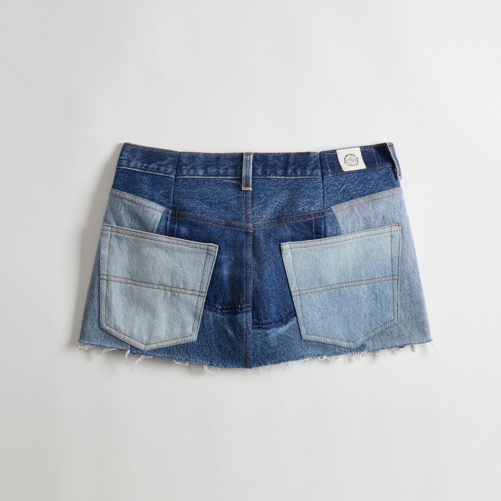 Denim Coach Skirt In Repurposed Denim | COH866020