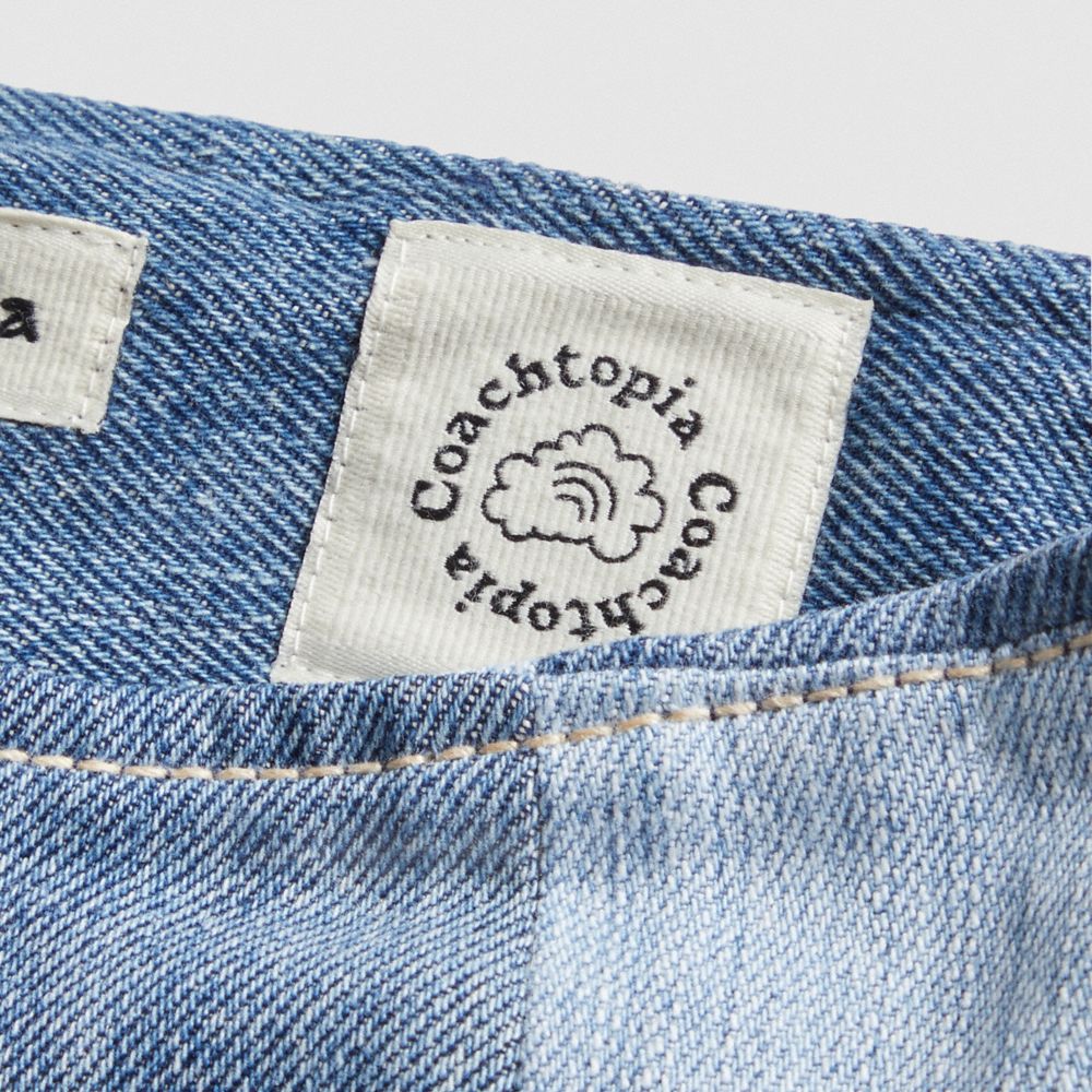 Denim Multi Coach Mini Skirt In Denim Checkerboard | COH866035