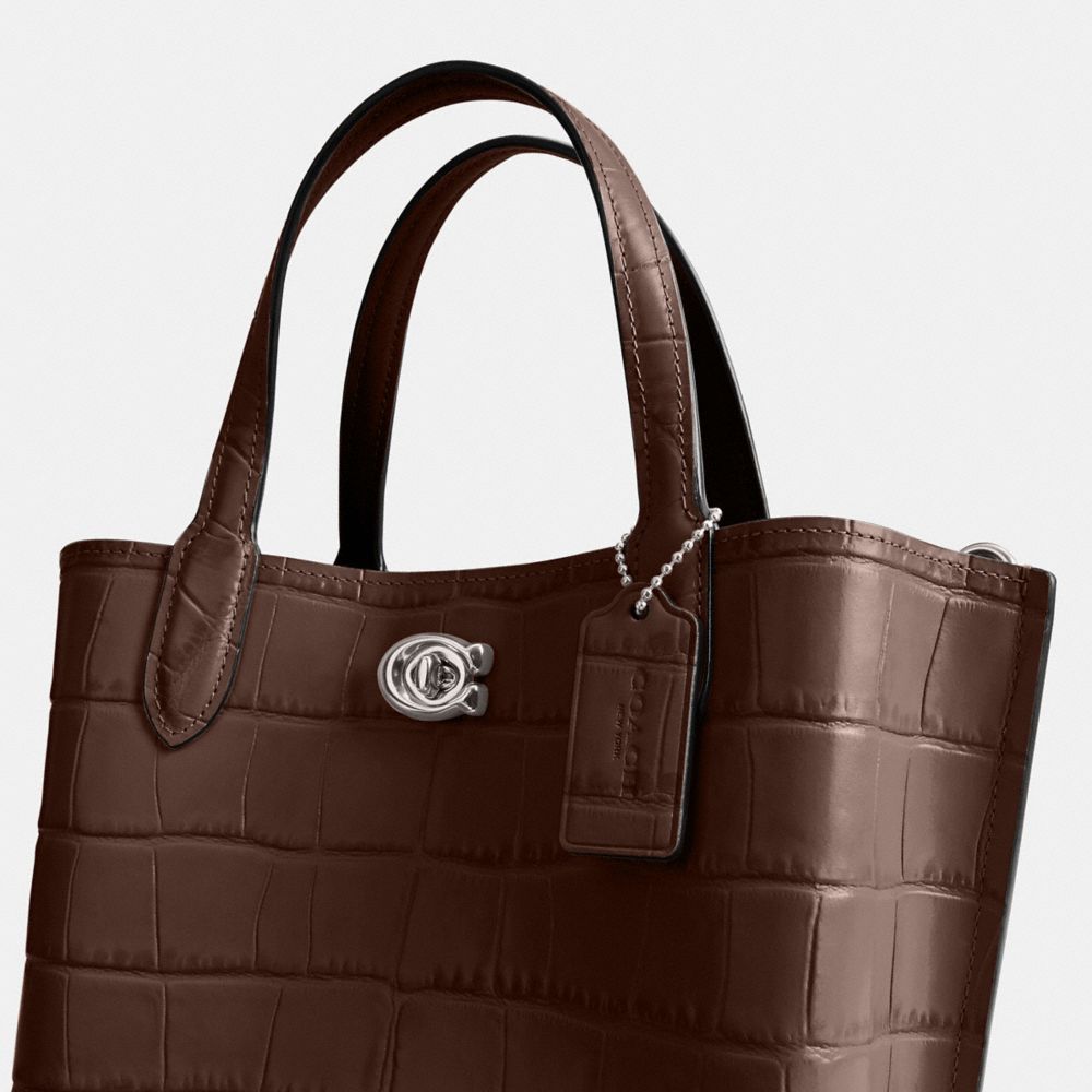 Embossed Crocodile/Silver/Maple Coach Willow Tote Bag 24 | COH865021