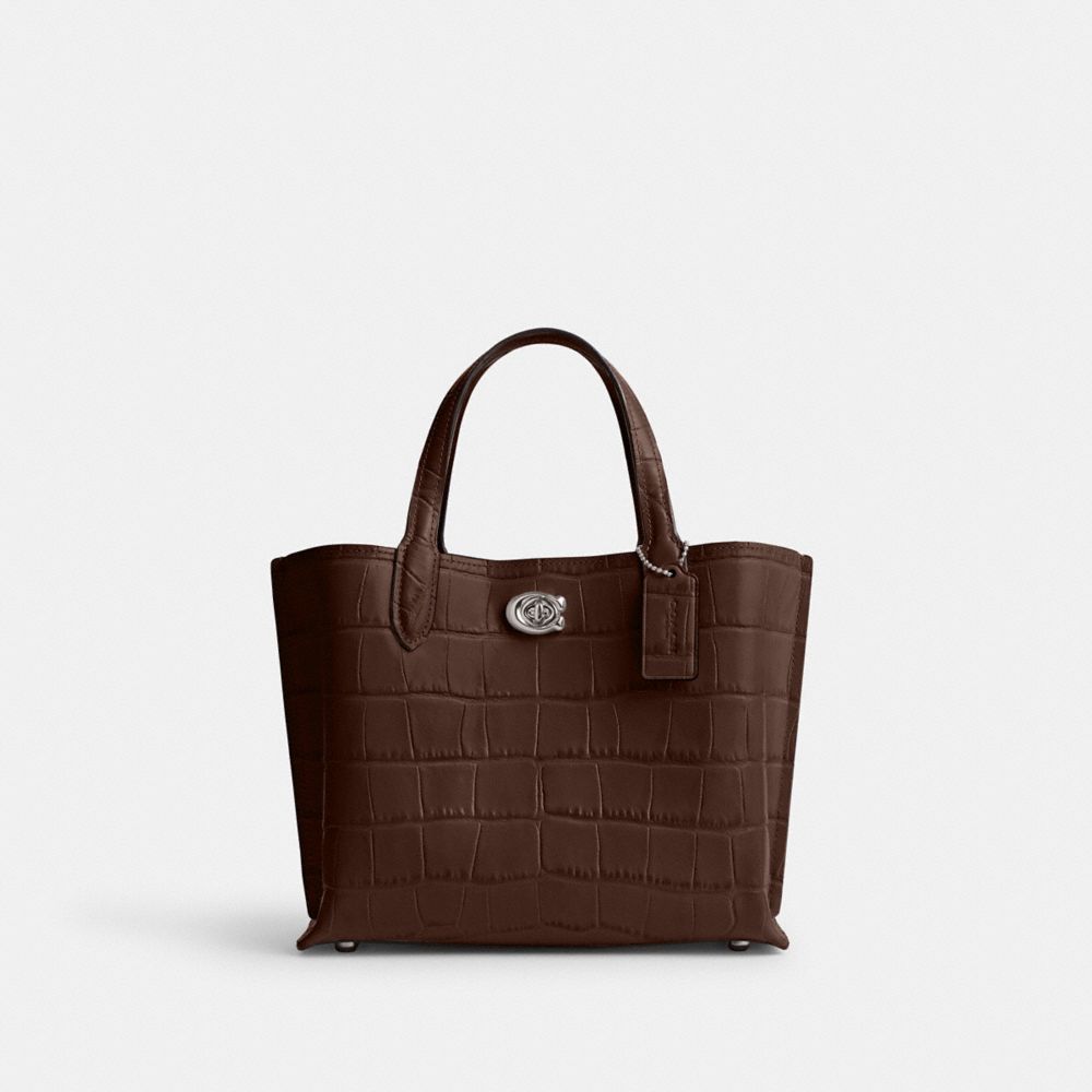 Embossed Crocodile/Silver/Maple Coach Willow Tote Bag 24 | COH865021