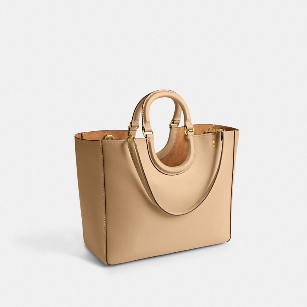 Glovetan Leather/Brass/Beige Coach Rae Tote Bag | COH865069