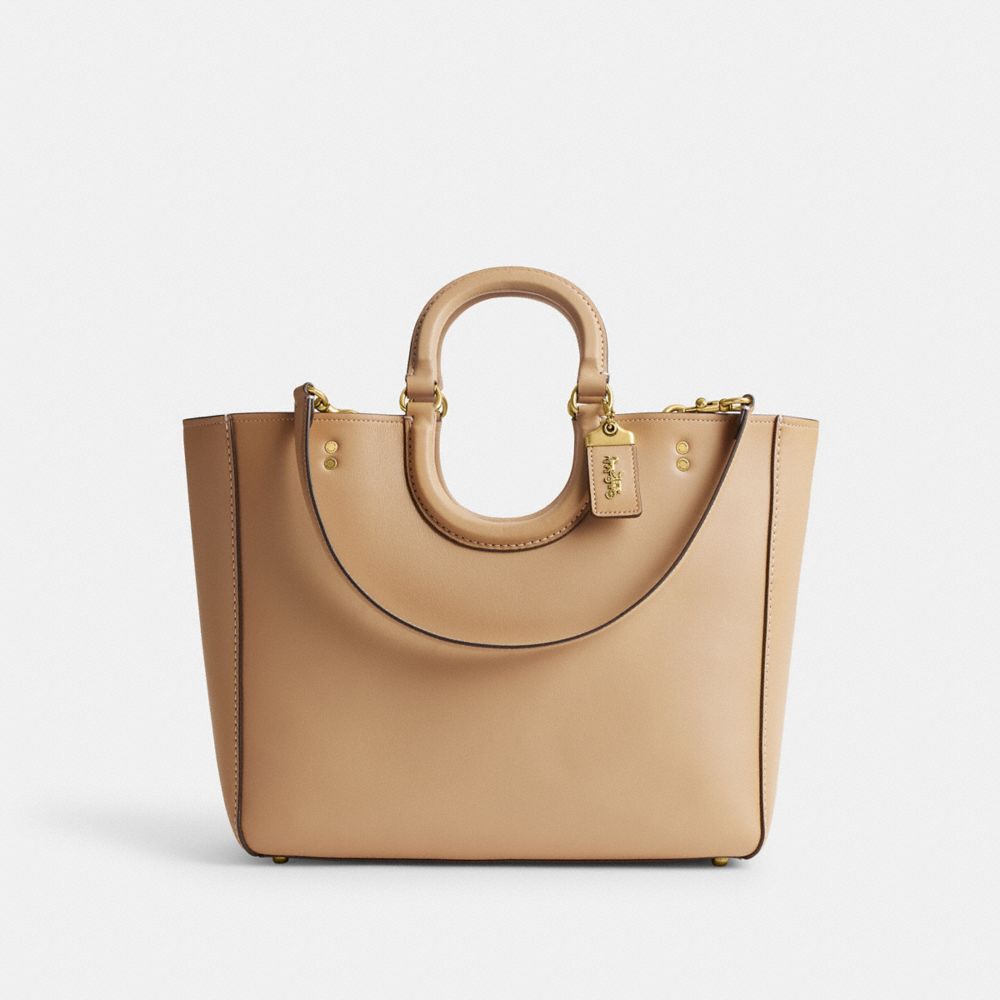 Glovetan Leather/Brass/Beige Coach Rae Tote Bag | COH865069