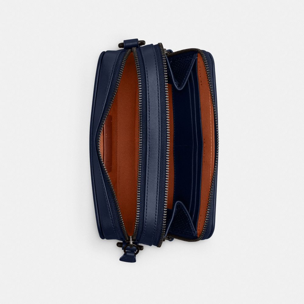 Glovetan Leather/Deep Blue Coach Charter Crossbody With Hybrid Pouch | COH866597