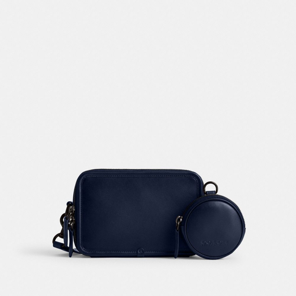Glovetan Leather/Deep Blue Coach Charter Crossbody With Hybrid Pouch | COH866597