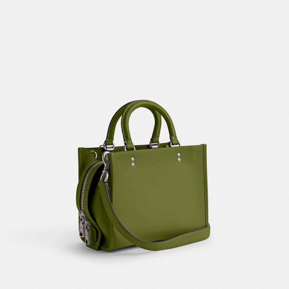 Glovetan Leather/Silver/Dark Lime Coach Rogue Bag 25 | COH865139