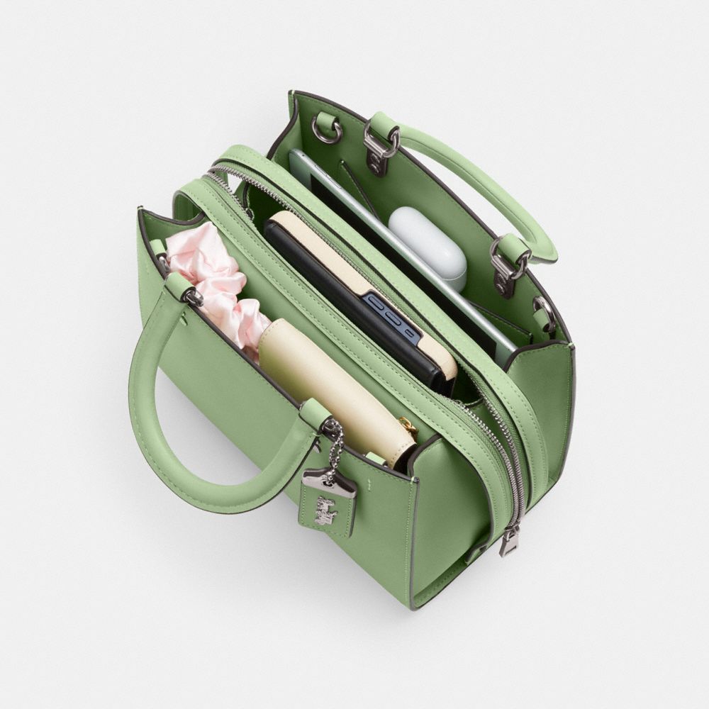 Glovetan Leather/Silver/Dark Lime Coach Rogue Bag 25 | COH865139