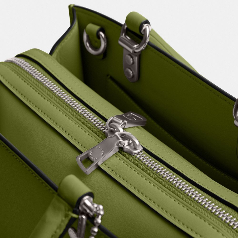 Glovetan Leather/Silver/Dark Lime Coach Rogue Bag 25 | COH865139