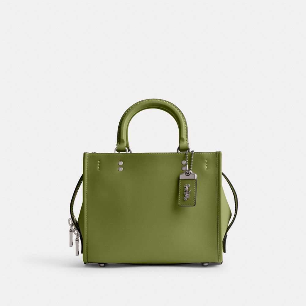 Glovetan Leather/Silver/Dark Lime Coach Rogue Bag 25 | COH865139