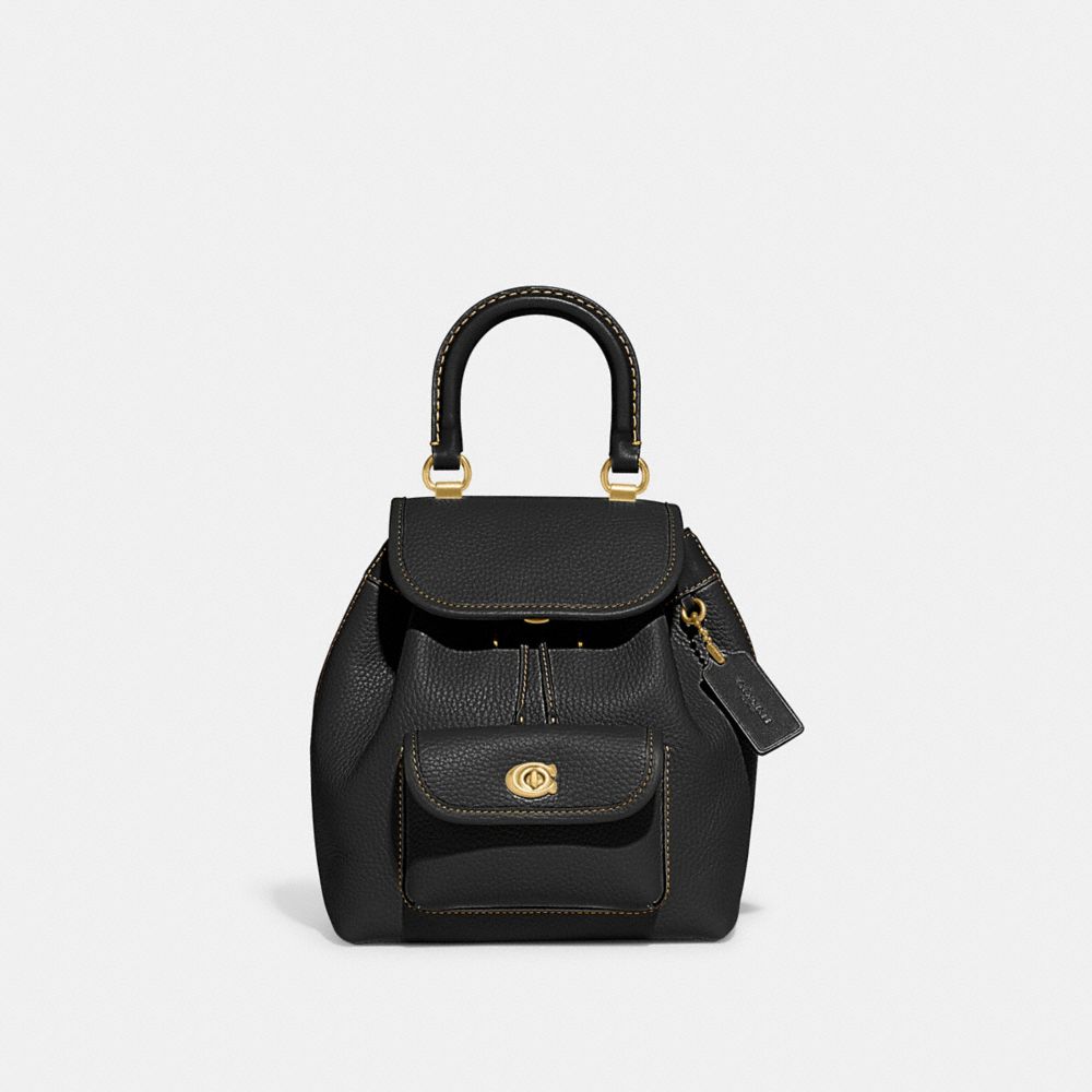 Glovetanned Leather/Brass/Black Coach Riya Backpack 21 | COH865476
