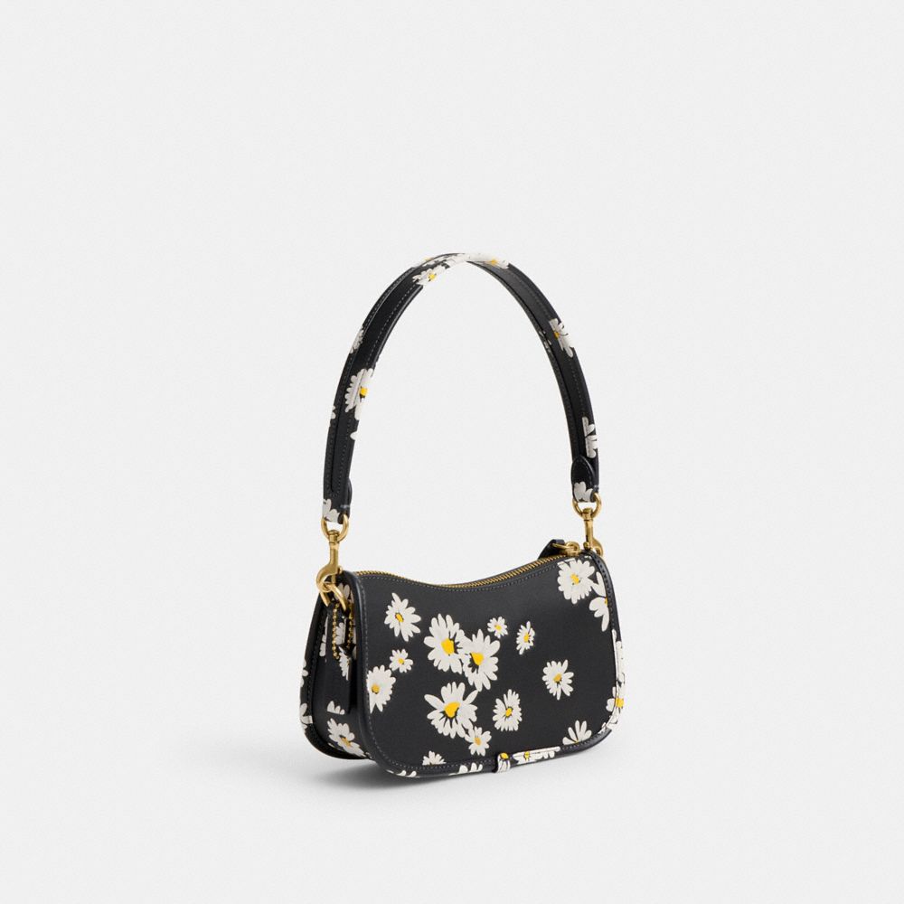 Glovetanned Leather/Brass/Black Multi Coach Swinger Bag 20 With Floral Print | COH864835