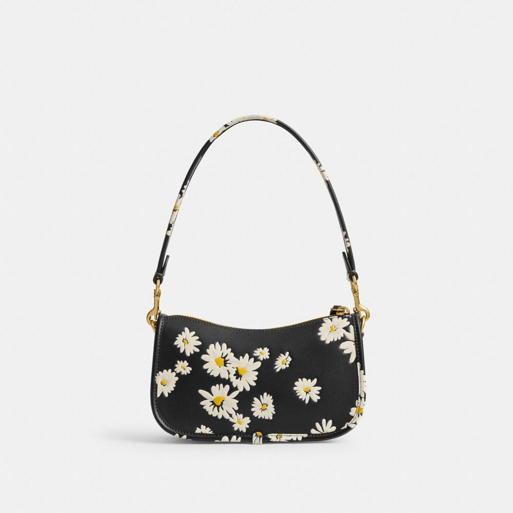 Glovetanned Leather/Brass/Black Multi Coach Swinger Bag 20 With Floral Print | COH864835