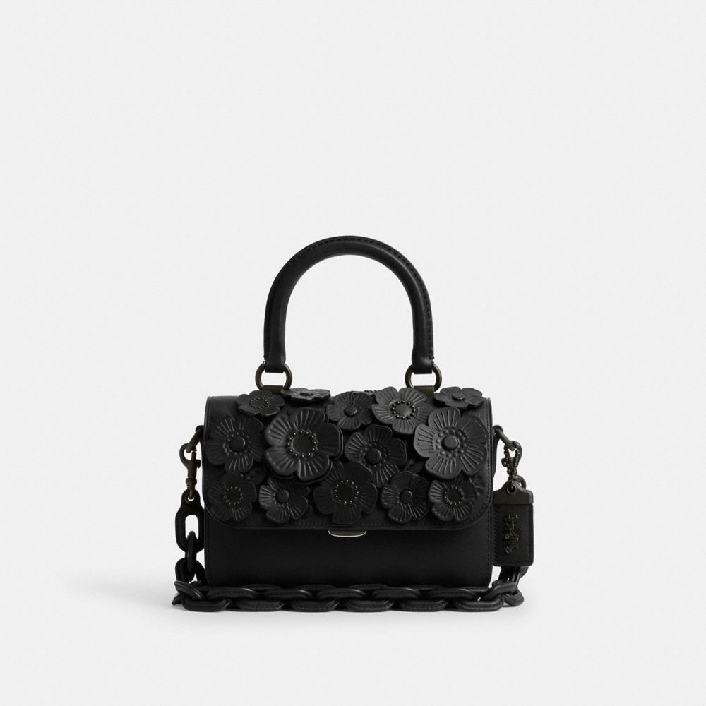 Glovetanned Leather/Matte Black/Black Coach Rogue Top Handle Bag With Tea Rose | COH865170