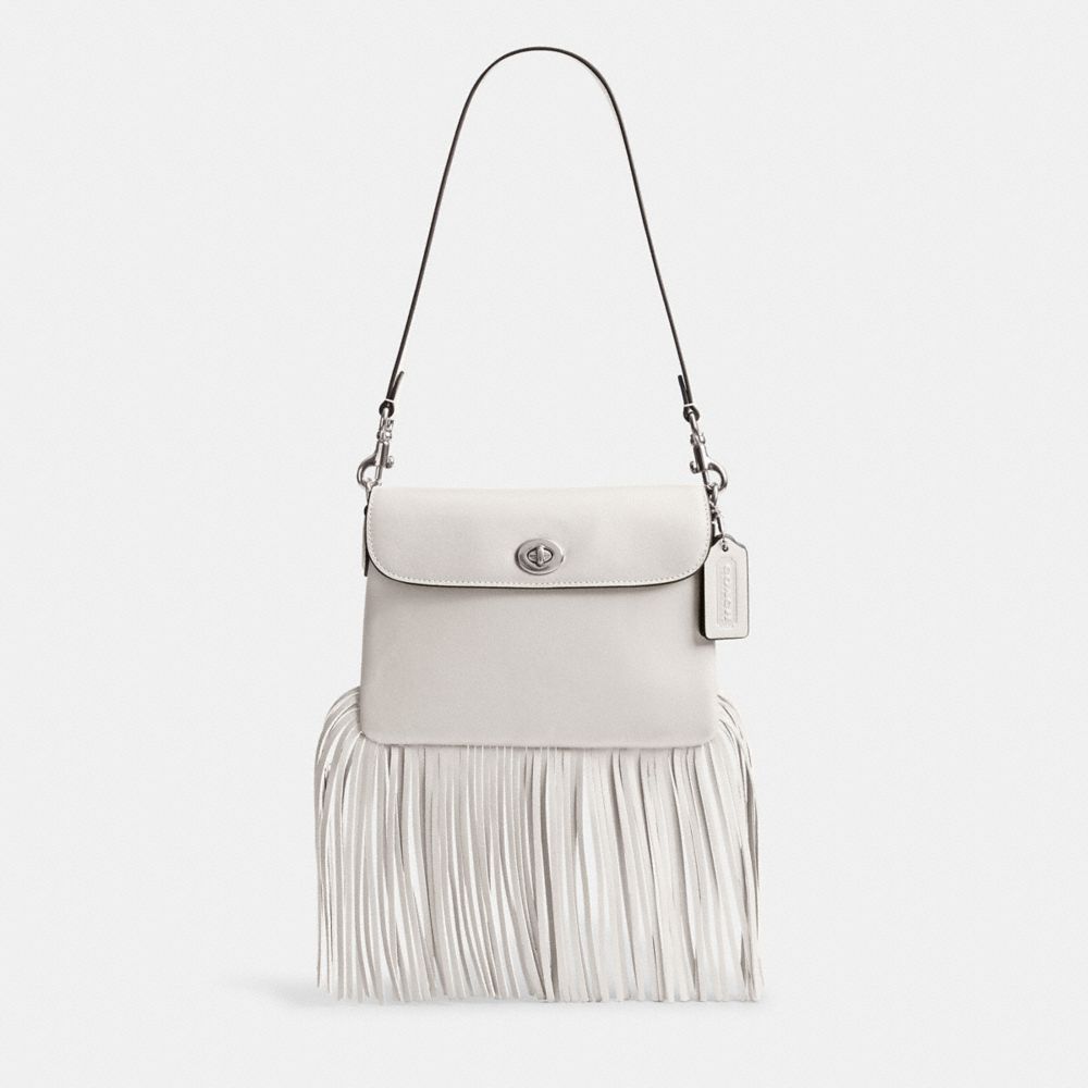 Glovetanned Leather/Silver/Chalk Coach 1964 Fringe Bag | COH864743