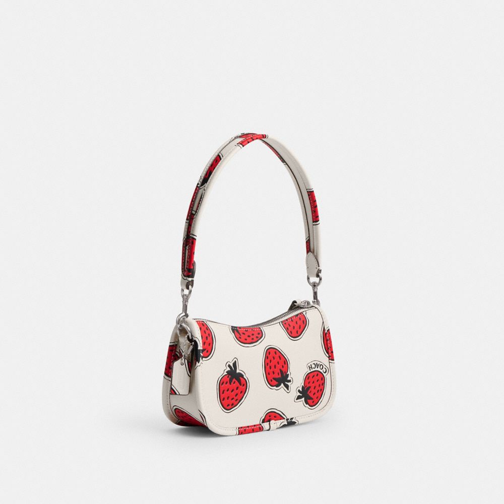 Glovetanned Leather/Silver/Chalk Multi Coach Swinger Bag 20 With Strawberry Print | COH864933