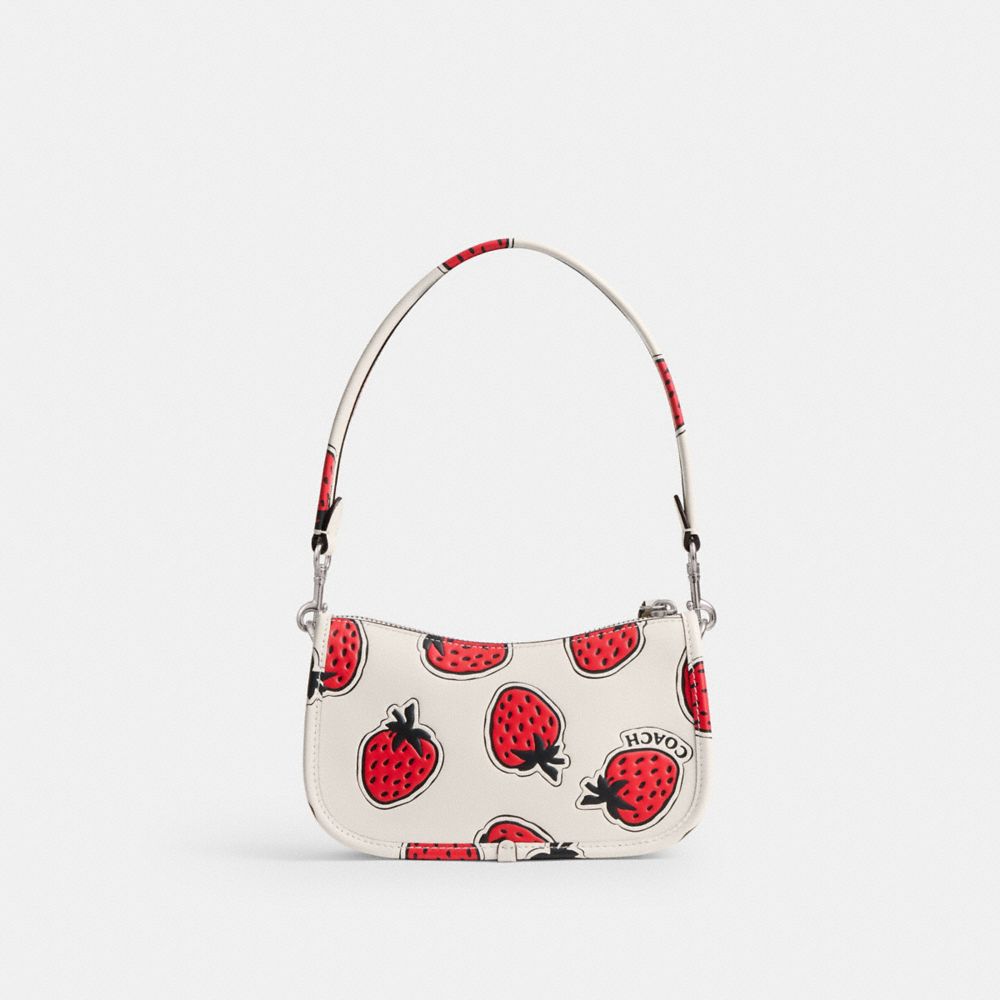 Glovetanned Leather/Silver/Chalk Multi Coach Swinger Bag 20 With Strawberry Print | COH864933