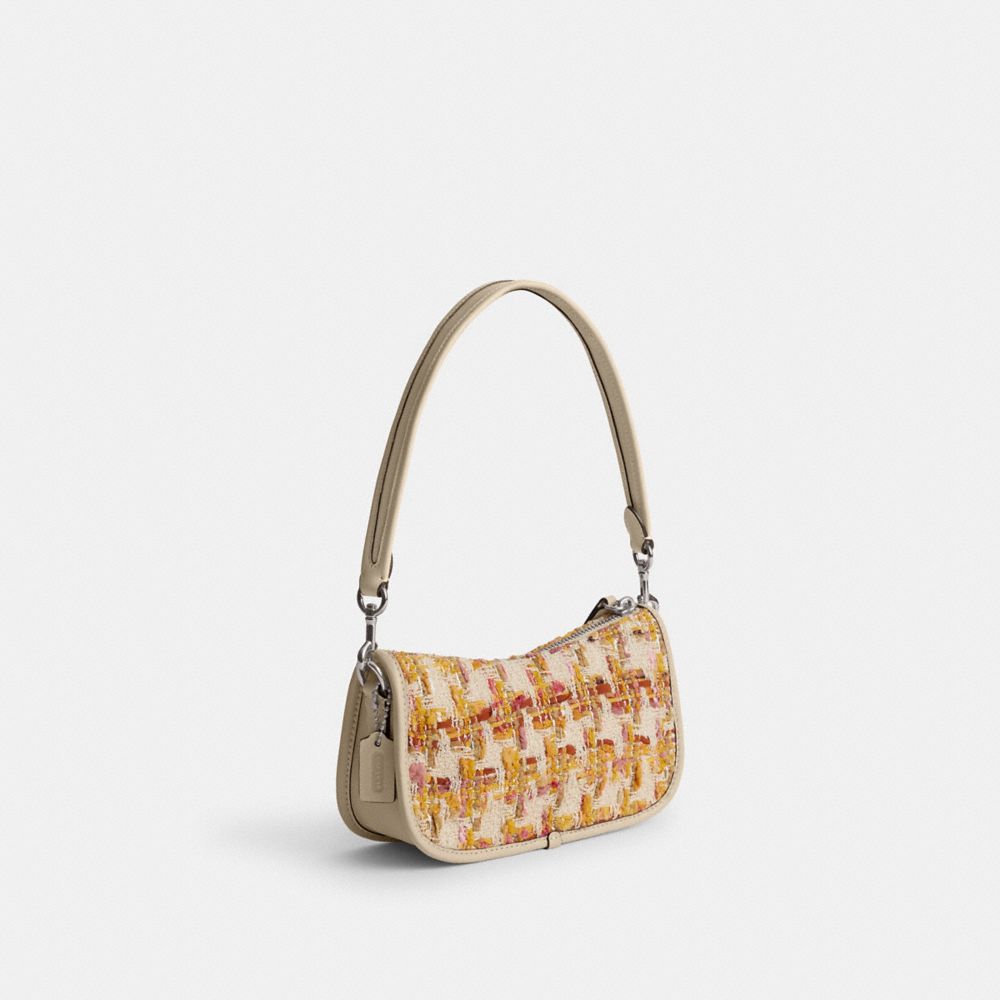 Glovetanned Leather/Silver/Neutral Multi Coach Swinger Bag 20 In Tweed | COH864982