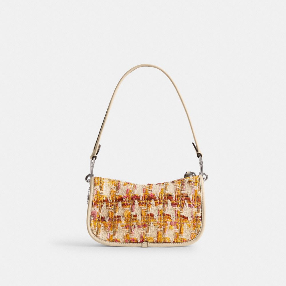 Glovetanned Leather/Silver/Neutral Multi Coach Swinger Bag 20 In Tweed | COH864982