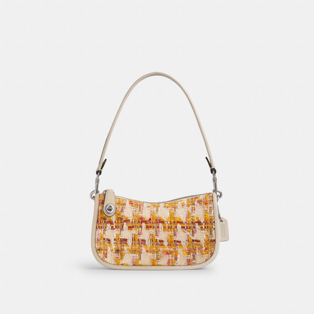 Glovetanned Leather/Silver/Neutral Multi Coach Swinger Bag 20 In Tweed | COH864982