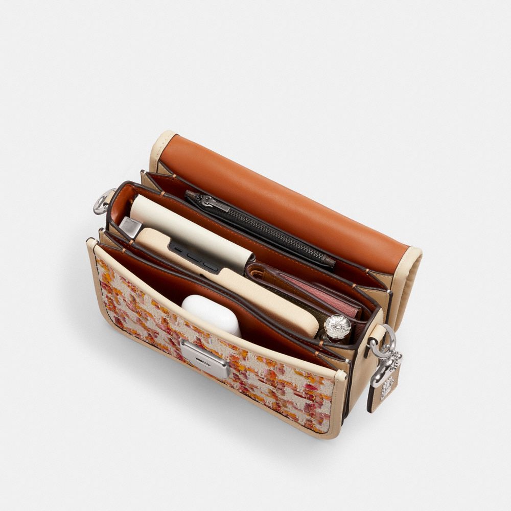 Glovetanned Leather/Silver/Neutral Multi Coach Rogue Top Handle Bag In Tweed | COH865169
