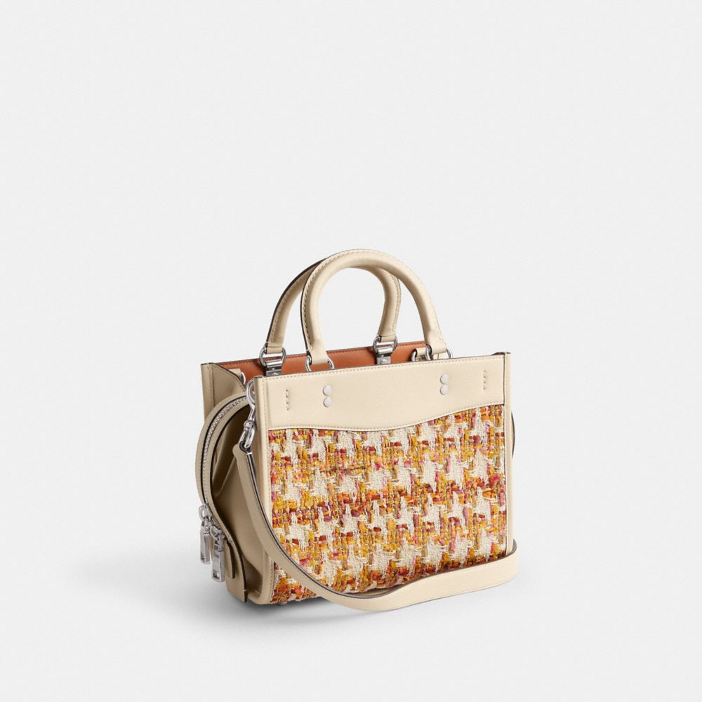 Glovetanned Leather/Silver/Neutral Multi Coach Rogue Bag 25 In Tweed | COH865177