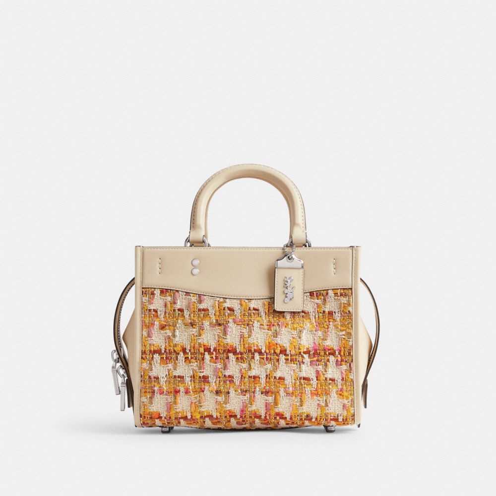 Glovetanned Leather/Silver/Neutral Multi Coach Rogue Bag 25 In Tweed | COH865177