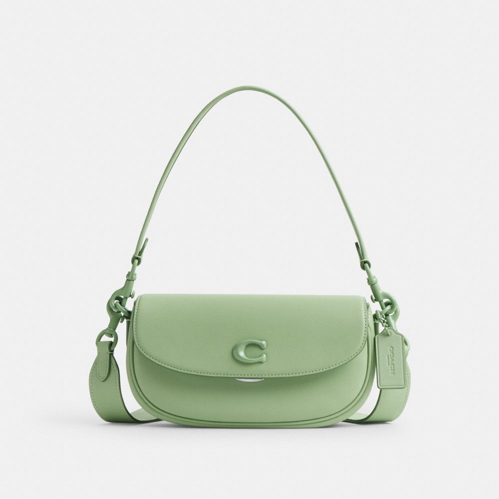 Glovetanned Leather/Silver/Pale Pistachio Coach Emmy Saddle Bag 23 | COH865227