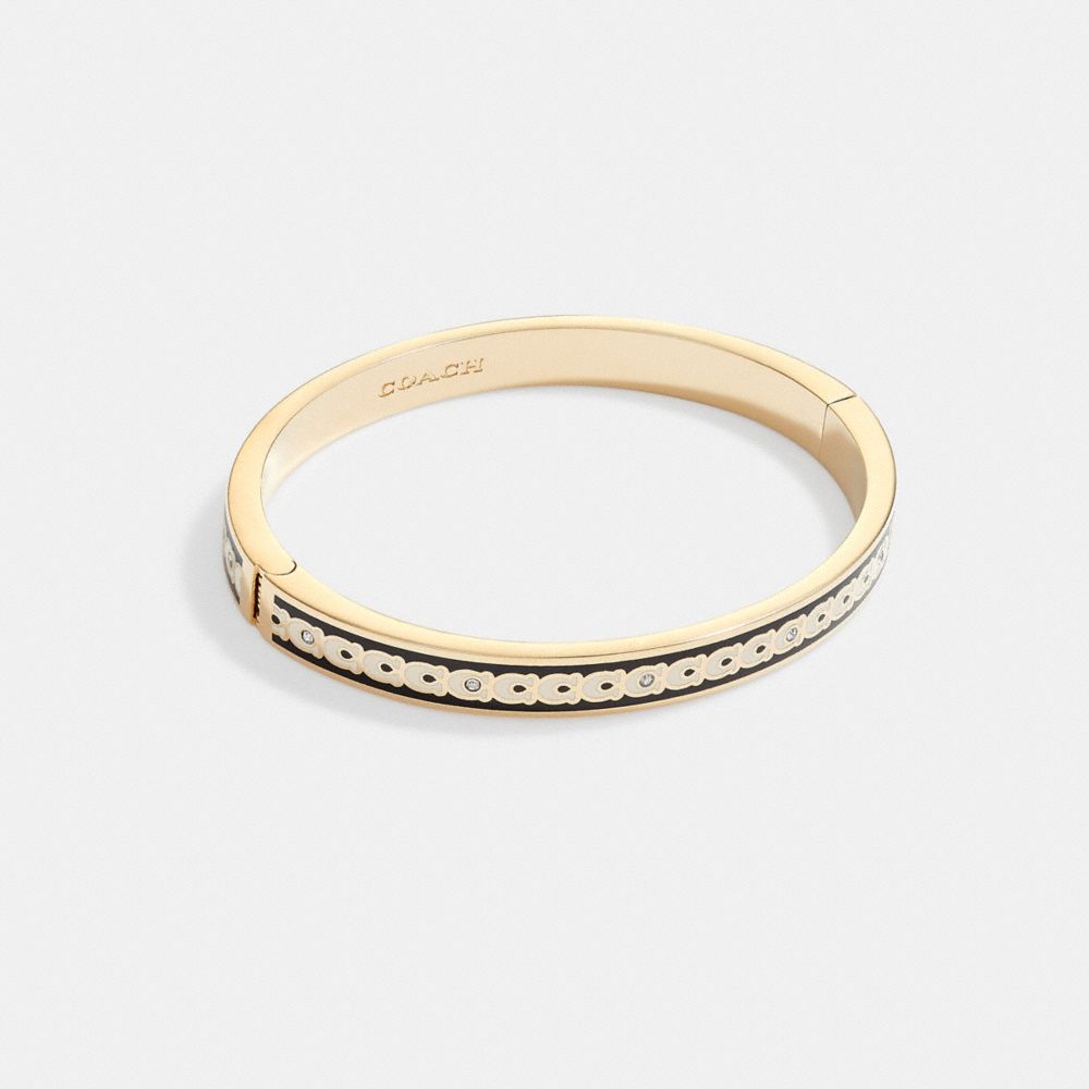 Gold/Black Coach 6 Mm Signature Enamel Bangle | COH866080