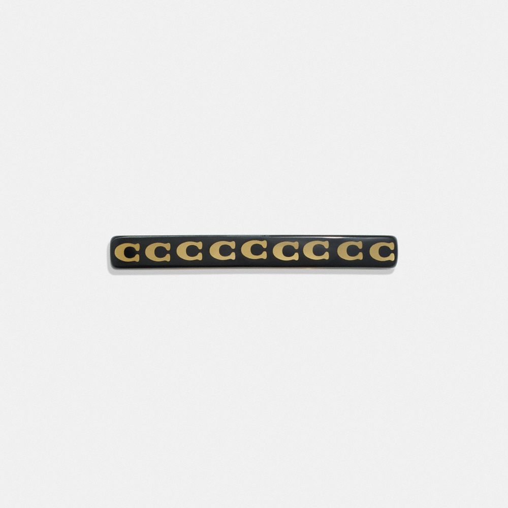 Gold/Black Coach Signature Resin Thin Hair Barrette | COH866097