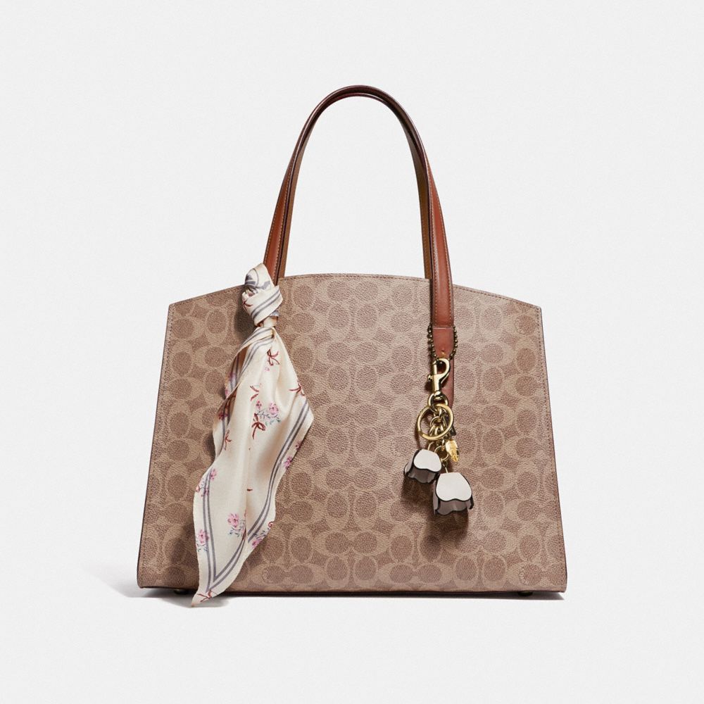 Gold/Chalk Coach Essential Tea Rose Bag Charm | COH866465
