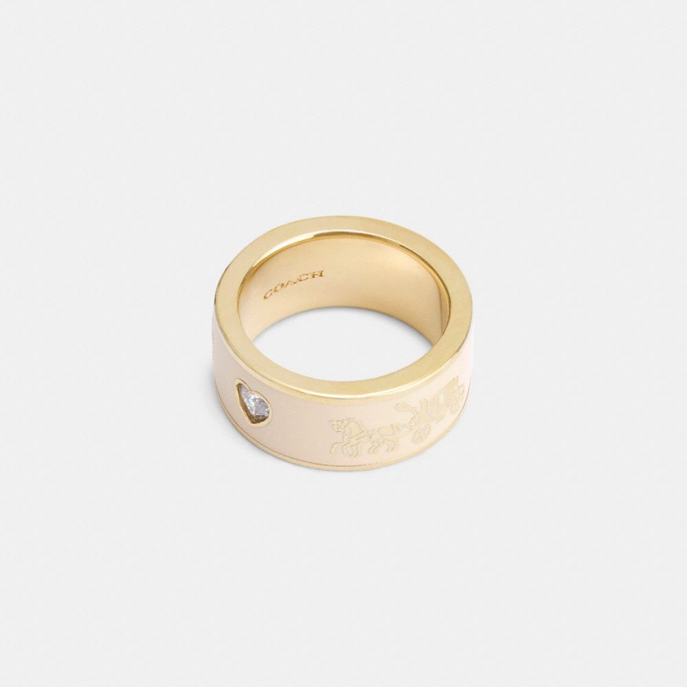 Gold/Chalk Coach Horse And Carriage Enamel Ring | COH866202