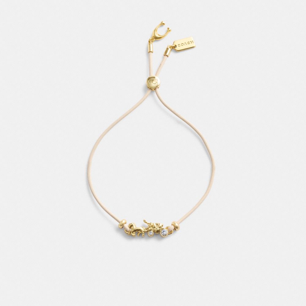 Gold/Chalk Coach Horse And Carriage Leather Slider Bracelet | COH866229
