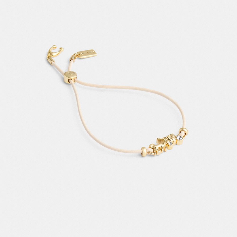 Gold/Chalk Coach Horse And Carriage Leather Slider Bracelet | COH866229