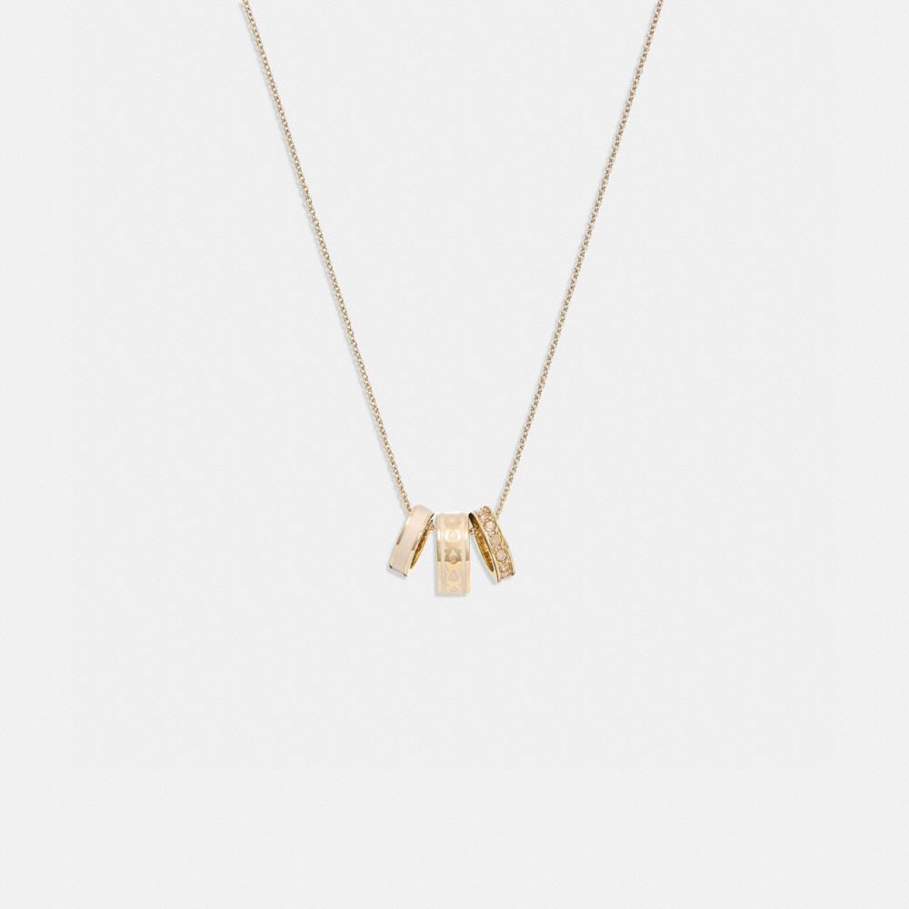 Gold/Chalk Coach Signature Enamel Necklace | COH866088