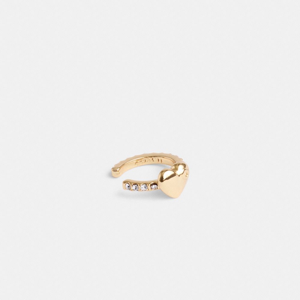 Gold/Clear Coach Pavé Heart Ear Cuff | COH866182