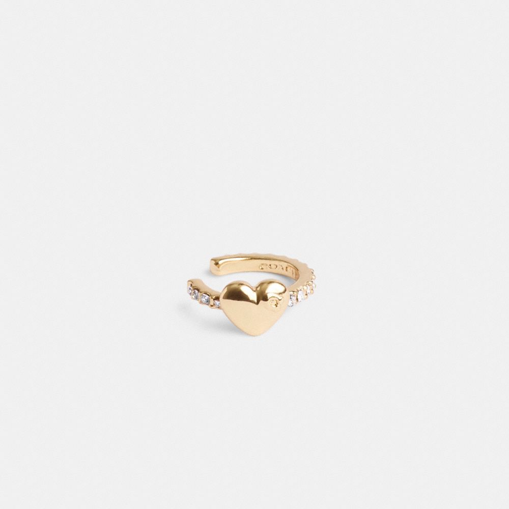 Gold/Clear Coach Pavé Heart Ear Cuff | COH866182