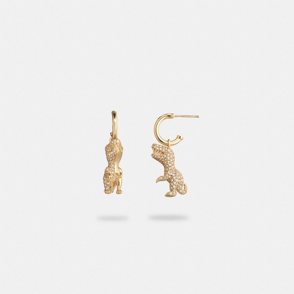 Gold/Crystal Coach Pavé Rexy Huggie Earrings | COH866217