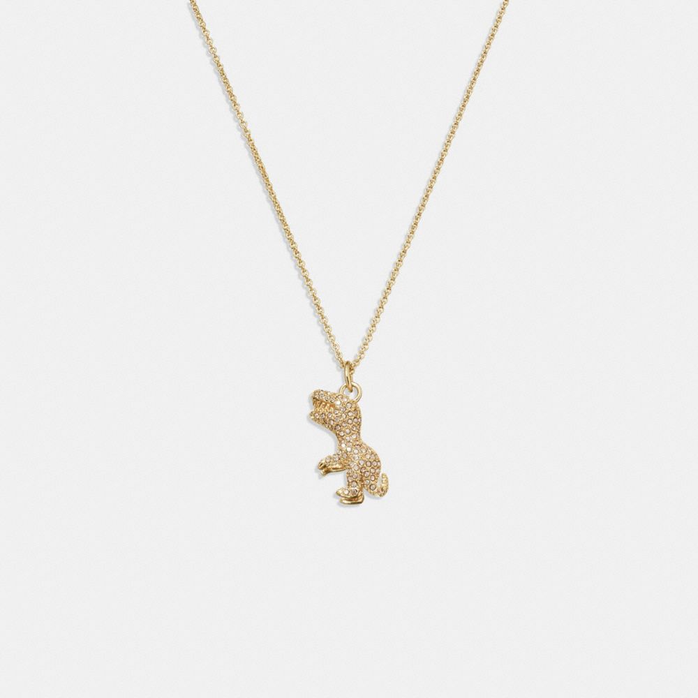 Gold/Crystal Coach Pavé Rexy Necklace | COH866172