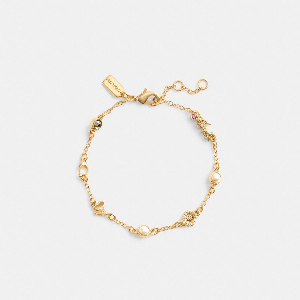 Gold/Multi Coach Garden Charms Bracelet | COH866129