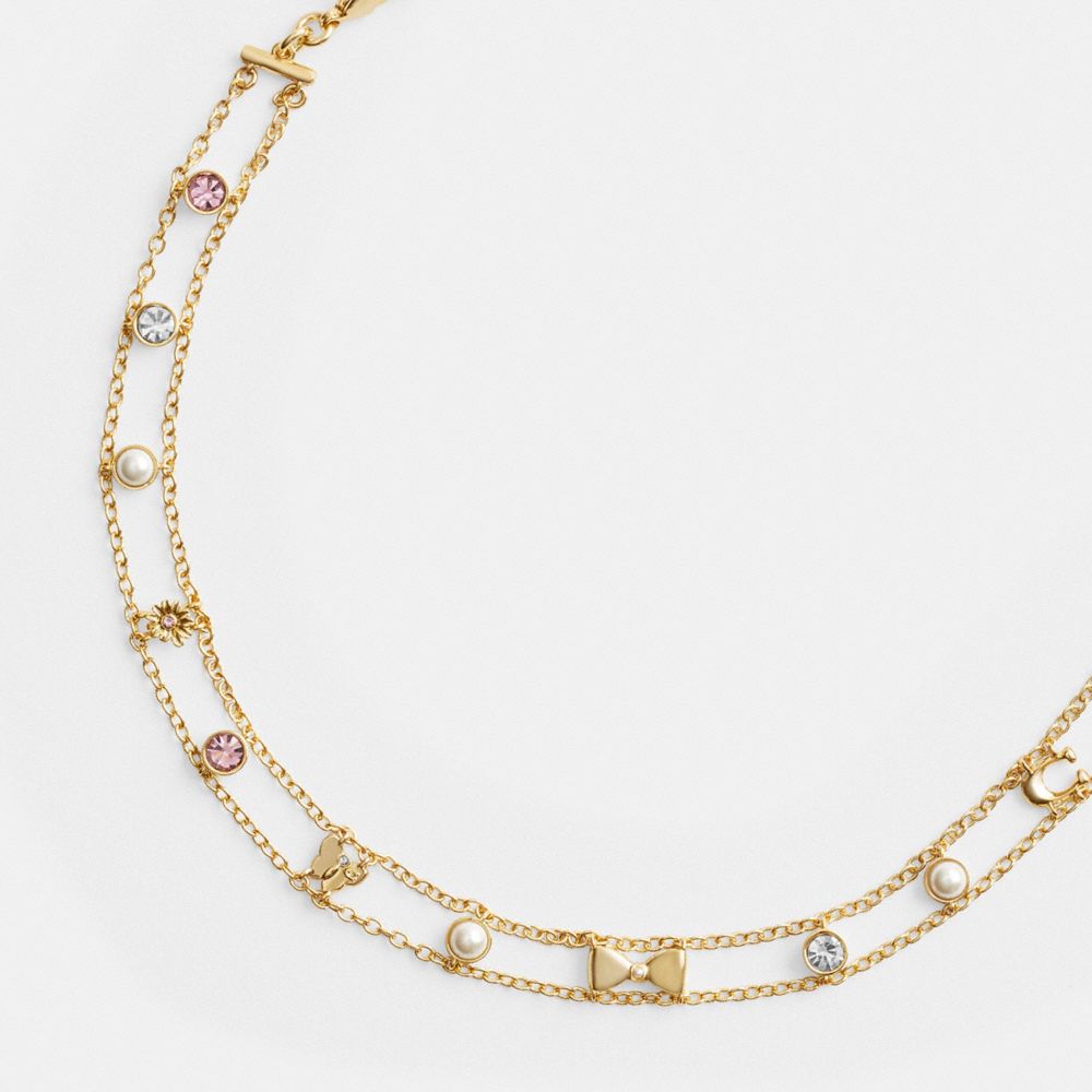 Gold/Multi Coach Garden Charms Choker Necklace | COH866186