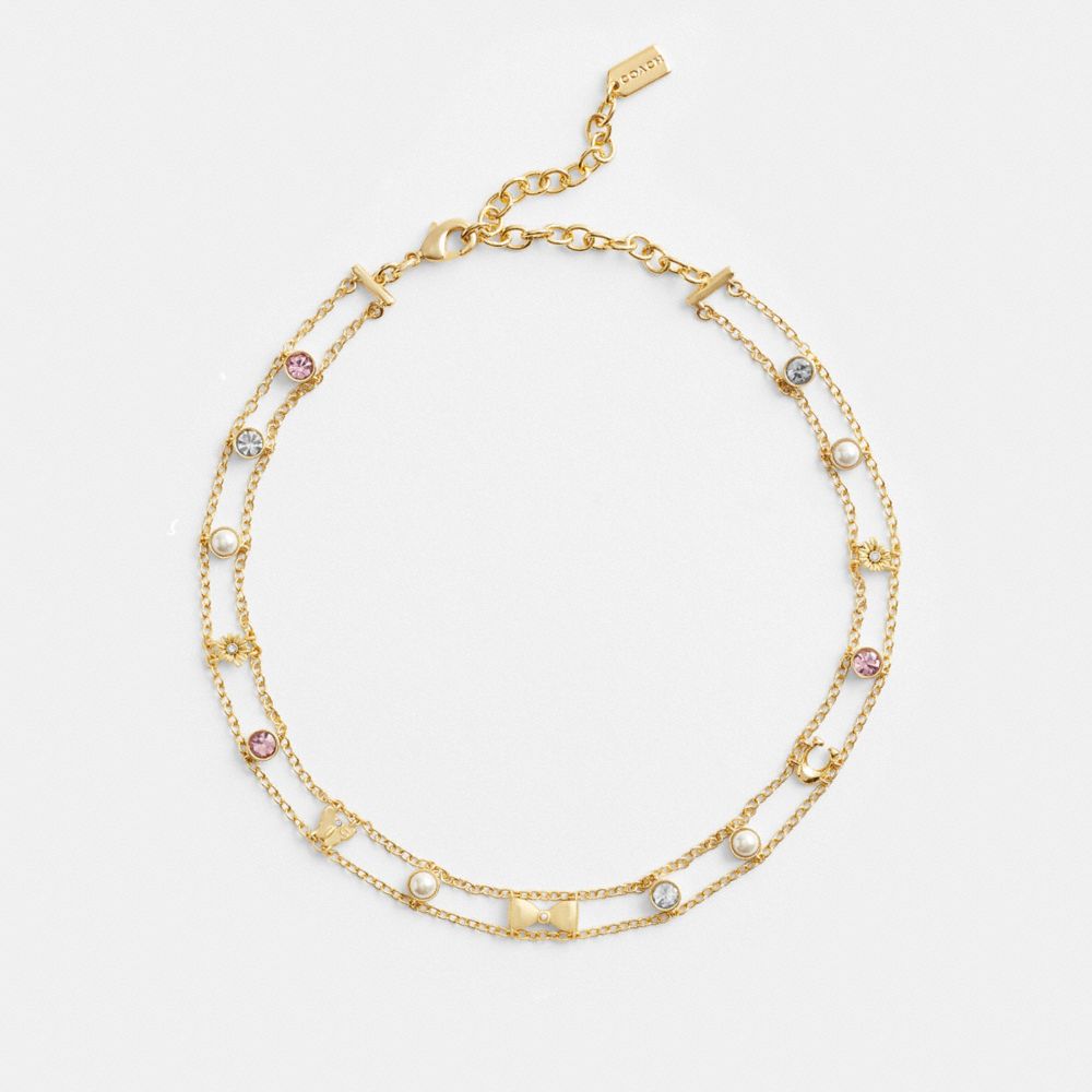 Gold/Multi Coach Garden Charms Choker Necklace | COH866186