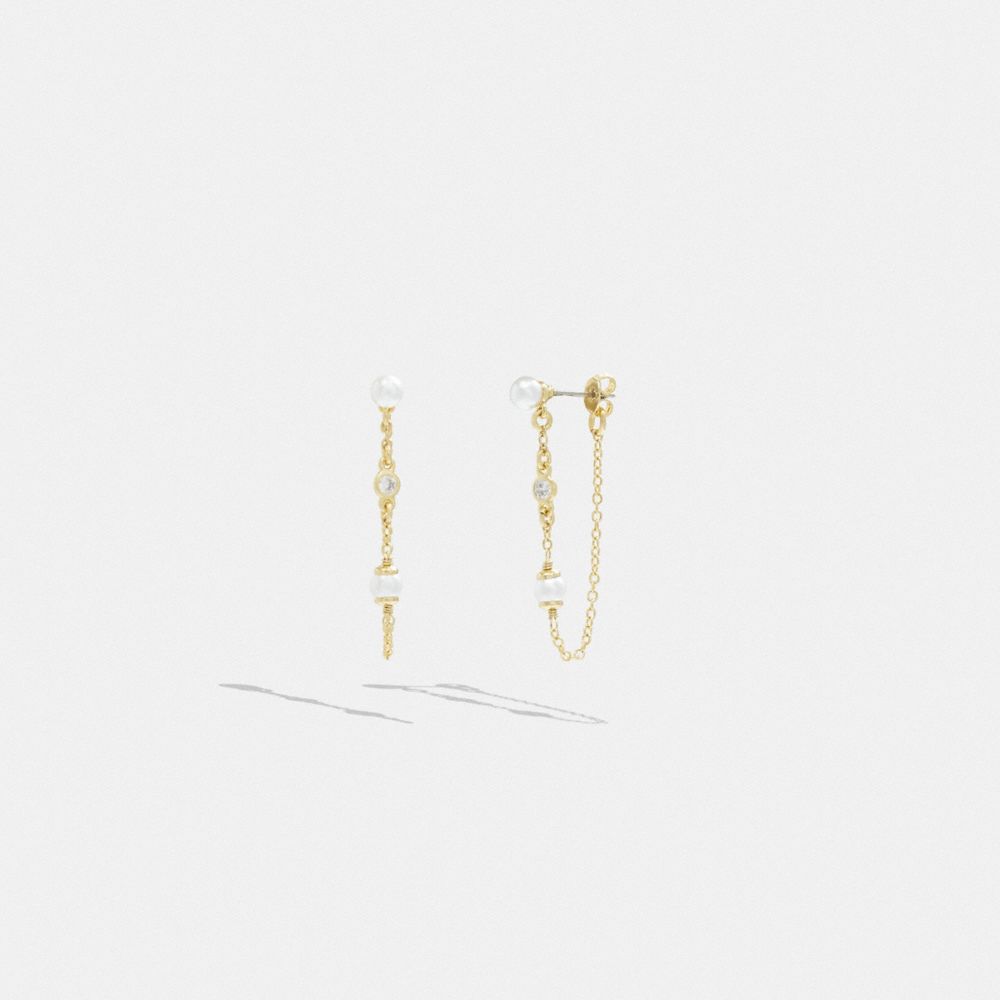 Gold/Pearl Coach Classic Pearl Chain Earrings | COH866107
