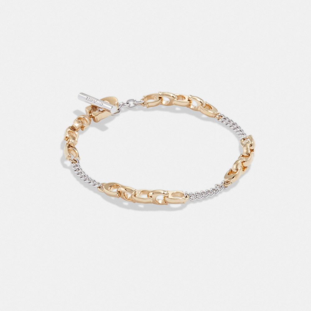 Gold/Silver Coach Signature Mixed Chain Bracelet | COH866140