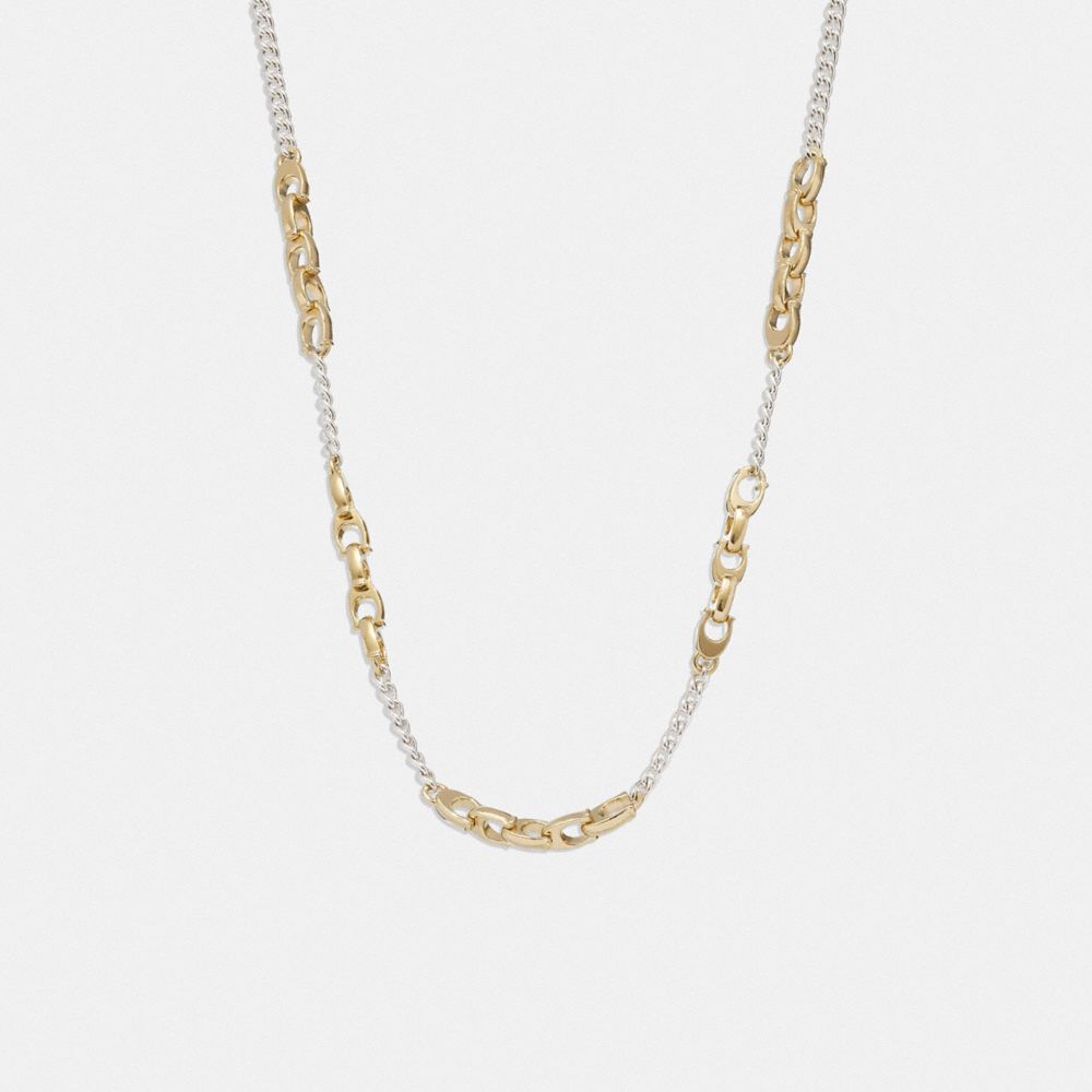 Gold/Silver Coach Signature Mixed Chain Necklace | COH866187