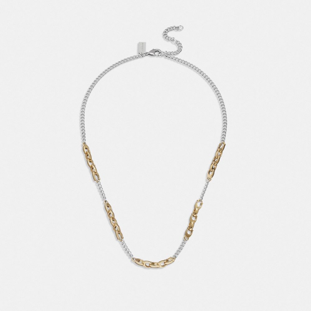 Gold/Silver Coach Signature Mixed Chain Necklace | COH866187