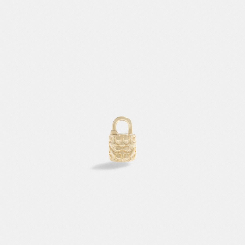 Gold Coach 14 K Gold Quilted Signature Padlock Single Stud Earring | COH866102